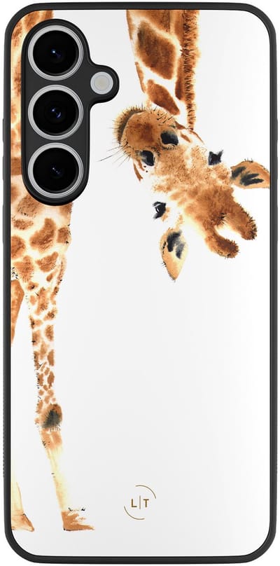 Leuke Telefoonhoesjes - Hoesje geschikt voor Samsung Galaxy S24 FE - Giraffe - Backcover zwart - Giraffe - Bruin