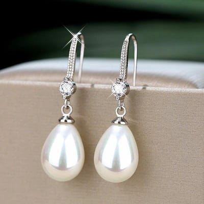 Waterdruppel Hanger, Ovalen Pareloorbellen, Oorbellen, Lichte Luxe, High-End, Modieus En Veelzijdig Cadeau wit