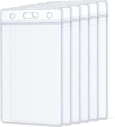 6-Pack Verticale ID Kaart Houder Waterdicht Duidelijke PVC Kaart Sleeve Case met Resealable Zip voor Sleutel en Rijbewijs Bescherming