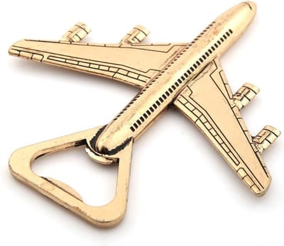 Bier openers - Opener bier - Vliegtuig opener - Bier accessoires - fles opener - Bier opener - Goud - Bar accessoires - Openers - 10 x 10cm - Cave & Garden