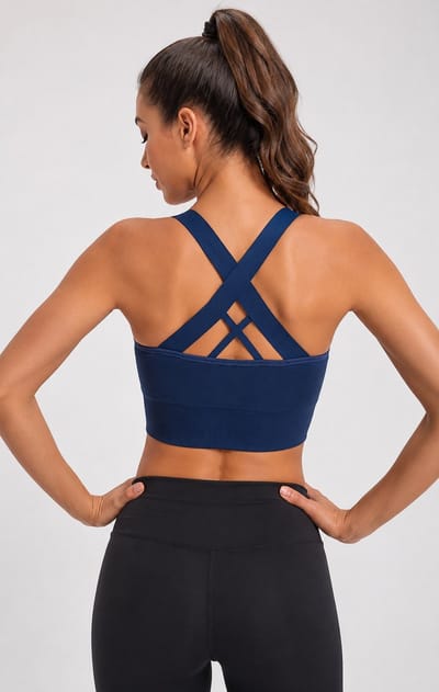 SparkNine Stride sport-bh - met uitneembare pads - XL - blauw - cross-back - medium support - zacht & elastisch materiaal