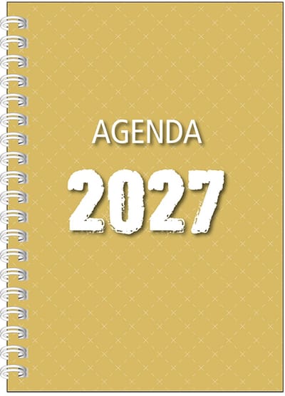 MGPcards - Agenda A5 2027 - Ringband - Spiraal - Flexibele kaft - Weekoverzicht - Oker - 15 x 21 cm