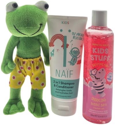 Naif Kids Shampoo & Bath met knuffel Kikker Cadeauset – Luxe Cadeauset | Giftbox | Perfect Geschenk voor Iedereen
