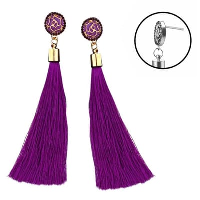 Fako Bijoux® - Oorbellen - Kwast - Roos Strass - Paars