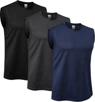MEETYOO 3 Artikelen Sport singlet voor heren - Tanktop hemd - Zwart - Herenkleding - Mouwloze t-shirts - SportkledingZwart+Donkergrijs+Donkerblauw-S
