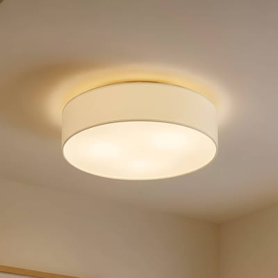 Lindby - plafondlamp - 3lichts - Stof, metaal - H: 17 cm - E27 - crèmewit, mat nikkel