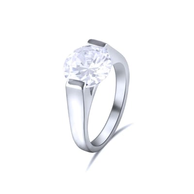 Quiges - 925 Zilveren Ring Klassiek Strak Design Solitair met Zirkonia Kristal - QSR10616