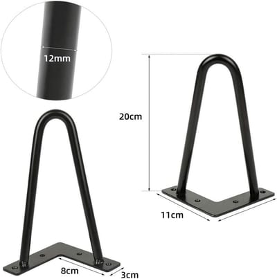 Set van 4 Zwarte Metalen Tafelpoten - 20 cm Hoog - Sterk en Robuust