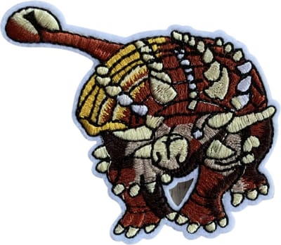 DIno strijk embleem - patch - patches - stof & strijk applicatie - oranje embleem dinosaurus [ carnaval]