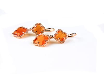 model Double Fiori klein oorringen in zilver roze verguld oranje