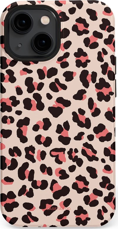 Casetastic hoesje geschikt voor Apple iPhone 13 mini - MagSafe - Dubbellaagse bescherming - Tropische Panter - Fashion Case - Zand Zwart Koraal