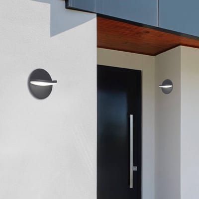 Viokef LED buiten wandlamp Letty, donkergrijs, Ø 18 cm, metaal, IP65