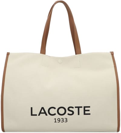 LACOSTE schoudertas shopper Heritage Canvas Shopping Bag Natural Tan crème