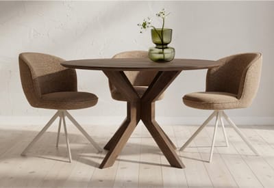 Eettafel Gemini rond Acacia 130 cm - Bruin - Japandi