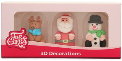 FunCakes Suikerdecoraties - 3D Kerstfiguren - 3 Stuks - Eetbare Taartdecoratie