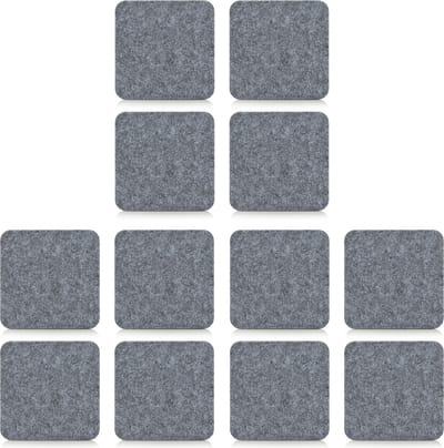 12x Onderzetter - grijs - vilt - 10 x 10 cm - voor glazen - voor op tafel - warmtebestendig