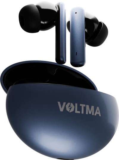 Voltma Sonic Volt Draadloze Oordopjes - Active Noise Cancelling (ANC) & ENC - IPX5 waterdicht - Bluetooth 5.3 Wireless Earbuds Met 4 Microfoons - 45ms low Latency Gaming oortjes - Metalen Behuizing - Geschikt voor IOS en Android - Metallic Blauw