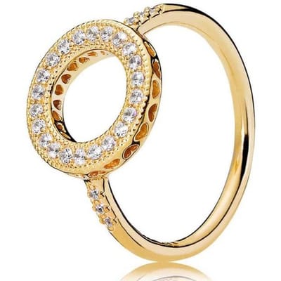 Originele Pave Logo Tweekleurige Handtekening Cirkels Harten Van Halo Met Kristal Ring Pasvorm 925 Sterling Zilveren Ring Europa DIY Sieraden 9 beige