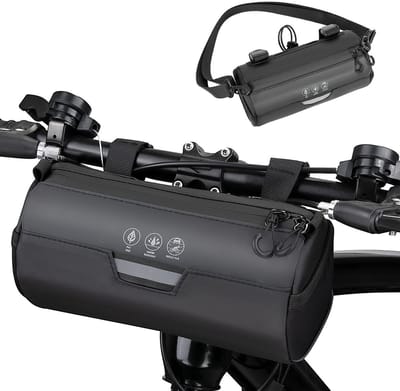 Fietstas - 2 liter - Waterdicht - Reflecterende stuurtas - Met afneembare schouderriem - Geschikt voor racefietsen, mountainbikes en e-bikes - Buitenfietsen - Zwart