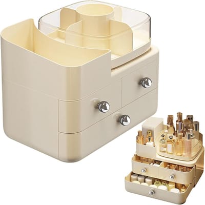 Make-up Opbergdoos - Cosmetica Organizer - Schoonheidsproducten Ordenen - Verwijderbare Vakindelingen - 25.5 x 23 x 25.5 cm - Transparant