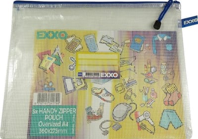EXXO-HFP #34114- A4-XL Opbergtas Handy; Multi-Purpose; Rits Blauw; 5 stuks