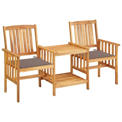 vidaXL - Tuinstoelen - met - tafeltje - en - kussens - massief - acaciahout