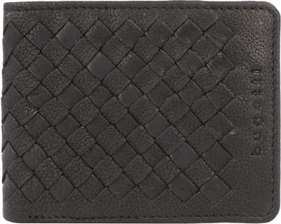 Bugatti Geweven portefeuille leer 11 cm - Jongens - Horizontaal - schwarz