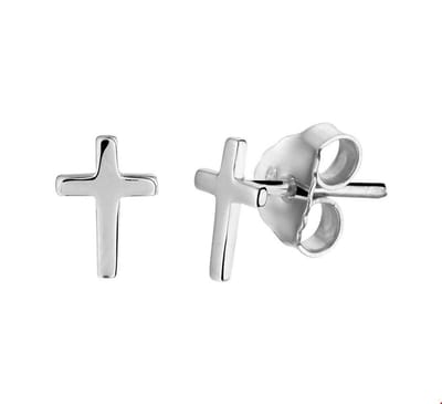 oorknoppen kruis zilver gerhodineerd 1329958