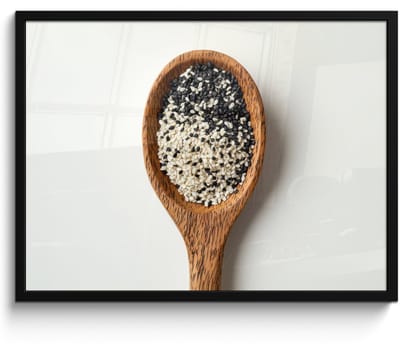 Poster in lijst - Fotolijst 70x50 cm - Posters - Lepel - Sesam - Wit - Posterlijst zwart - Decoratie - Wanddecoratie woonkamer - Muurdecoratie slaapkamer