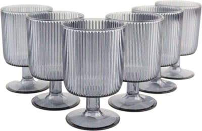 OTIX Kunststof Wijnglazen - Herbruikbaar - Set van 6 - voor Rode - en Witte - Wijn - 300ml - Grijs - Transparant - Kunststof - Wijnglas - ECLIPSE