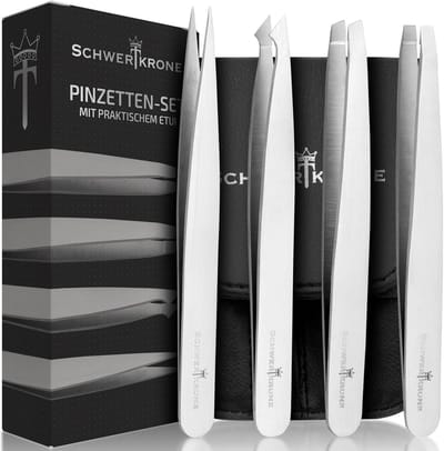 Pincetten Set 4 Delig voor Precisie Ontharing en Splinters - Roestvrij Staal