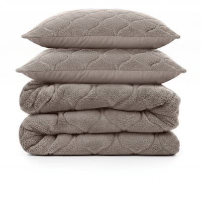 Sleeptime 2 in 1 Teddy Premium Dekbed zonder Overtrek - Dekbed Inclusief Slopen - 200 x 200 cm - Taupe/Grijs