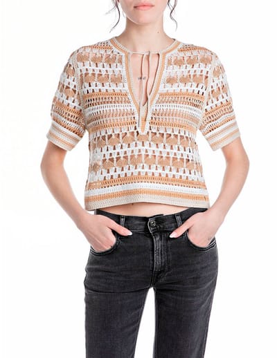 Replay Dk3861.000.g23782 T-shirt Met Korte Mouwen Beige XS Vrouw
