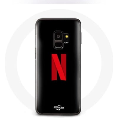 Hoesje - Samsung - Galaxy S9 - Netflix Logo - Rood op zwarte achtergrond - Harde bescherming zwart