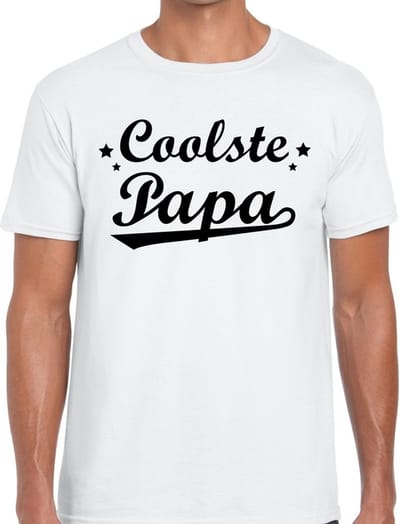 Coolste papa t-shirt wit voor heren - wit coolste papa cadeaushirt - vaderdag shirt M