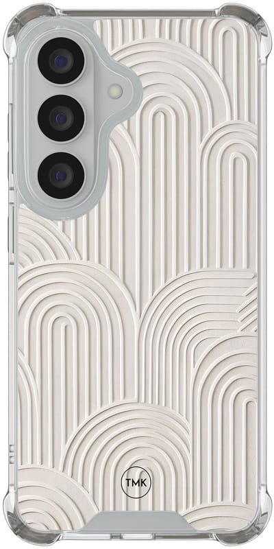 Shockproof hoesje geschikt voor Samsung Galaxy S26 - Sand curves - Schokbestendig - Verhoogde randen - TPU case - Extra Sterke Back Cover - Geometrisch patroon - Transparant, Beige