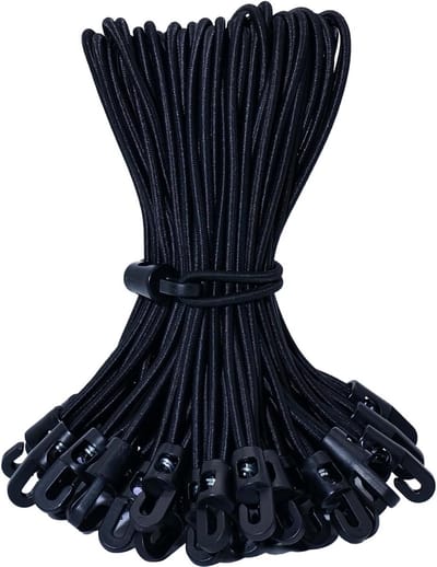 25 Stuks Stretch Rubber met Haak, 20 cm Expander, Elastische Tensioner voor Zeilen, Posters, Tent en Banner Toepassingen, Zwart