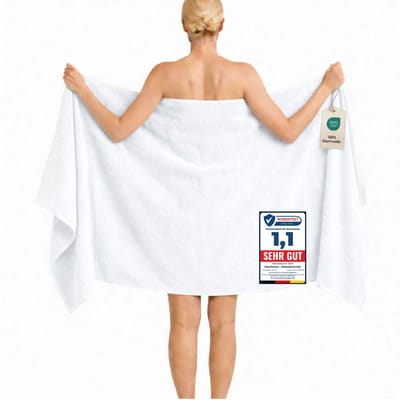 Komfortec Badhanddoek 100x200 cm van 100% Katoen, XXL Saunahanddoek, Grote Douchehanddoek, Zacht & Absorberend, Wit