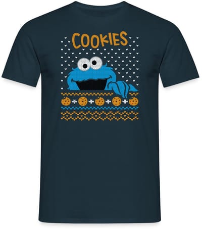 Sesamstraat Koekiemonster Cookies Lelijk Kerst T-Shirt Heren