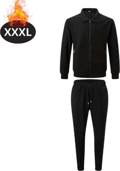 Nivard Joggingpak - Huispak - Volwassenen - Trainingspak - Comfortabel - Joggingsbroek - Tracksuit - Heren - Rits - Zwart - XXXL