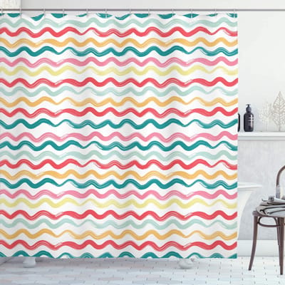 ABAKUHAUS Douchegordijn Gestreept – Boho Lijnen, 175x180 cm, Multicolor