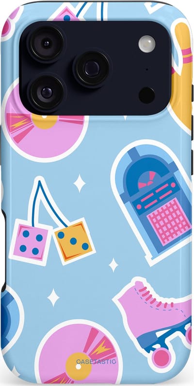 Casetastic hoesje geschikt voor Apple iPhone 17 Pro - MagSafe - Dubbellaagse bescherming - Flashback vibes - Fashion Case - Lichtblauw Lavendel Wit