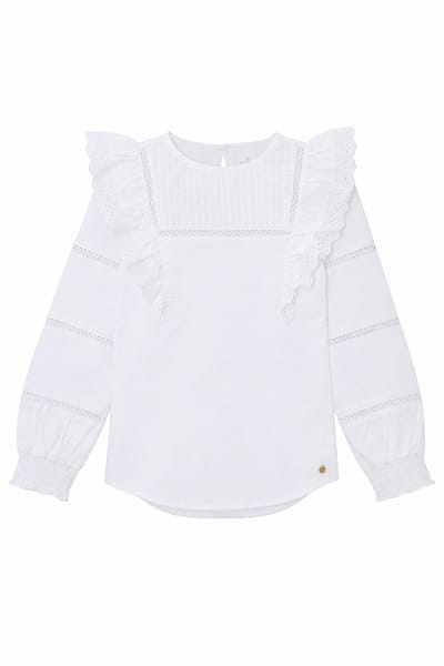 Funkle Blouse Snow White – Paper Touch Cotton Poplin – Luxe Meisjesmode