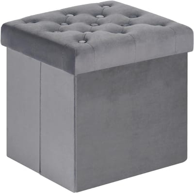 QORA® Voetenbankje of poef - Voetenbankje - Poef - Hockers en poefen - Grijs - 40cm x 40cm x 40 cm