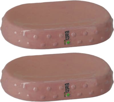 Set van 2x stuks zeephouders/zeepbakjes roze keramiek 15 cm - Toilet/badkamer accessoires