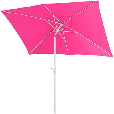 Parasol N23, tuinparasol, 2x3 m rechthoekig kantelbaar, polyester/aluminium 4,5 kg UV-bescherming 50+ ~ roze