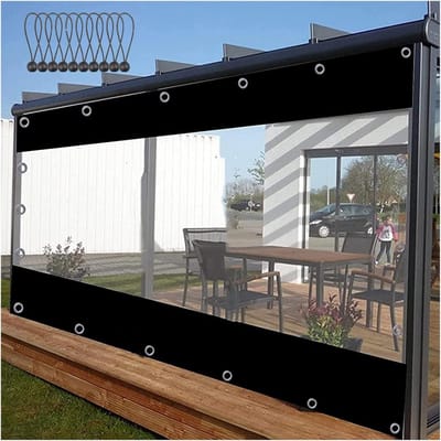 Waterdicht Doorzichtig Zijpaneel Gordijn voor Pergola, Veranda en Tuin - Weerbestendig PVC Zeildoek