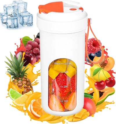 Draagbare blender voor shakes en smoothies, 13oz persoonlijke blender met USB-oplaadbaar en 10 messen, mini-blenderflessen voor kantoor, sportschool en keuken (wit)