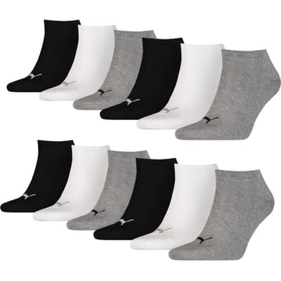 Puma Sneakersokken Plain 12-pack Zwart / Wit / Grijs-47/49