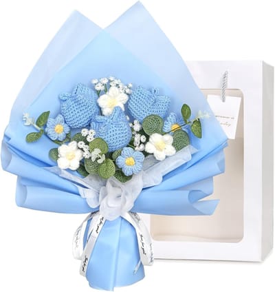 Kunstmatige Tulpenboeket van Gehaakte Bloemen, Perfect als Cadeau voor Moederdag, Vrienden en Familie, Decoratie voor Huis en Tuin